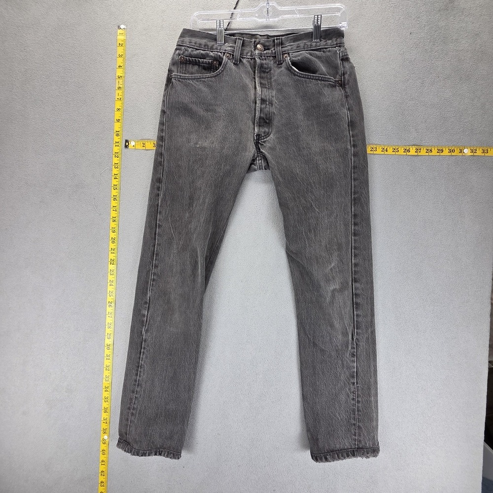 VTG Levis 501 Jeans Mens Black Charcoal Wash Straight Button Fly USA Fits 28x30